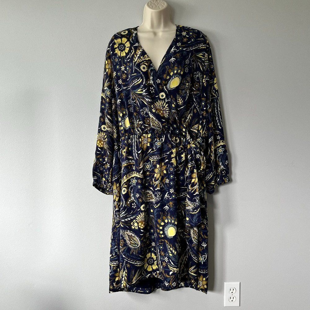 Lands’ End Georgette Printed Faux-Wrap Dress Size 26W